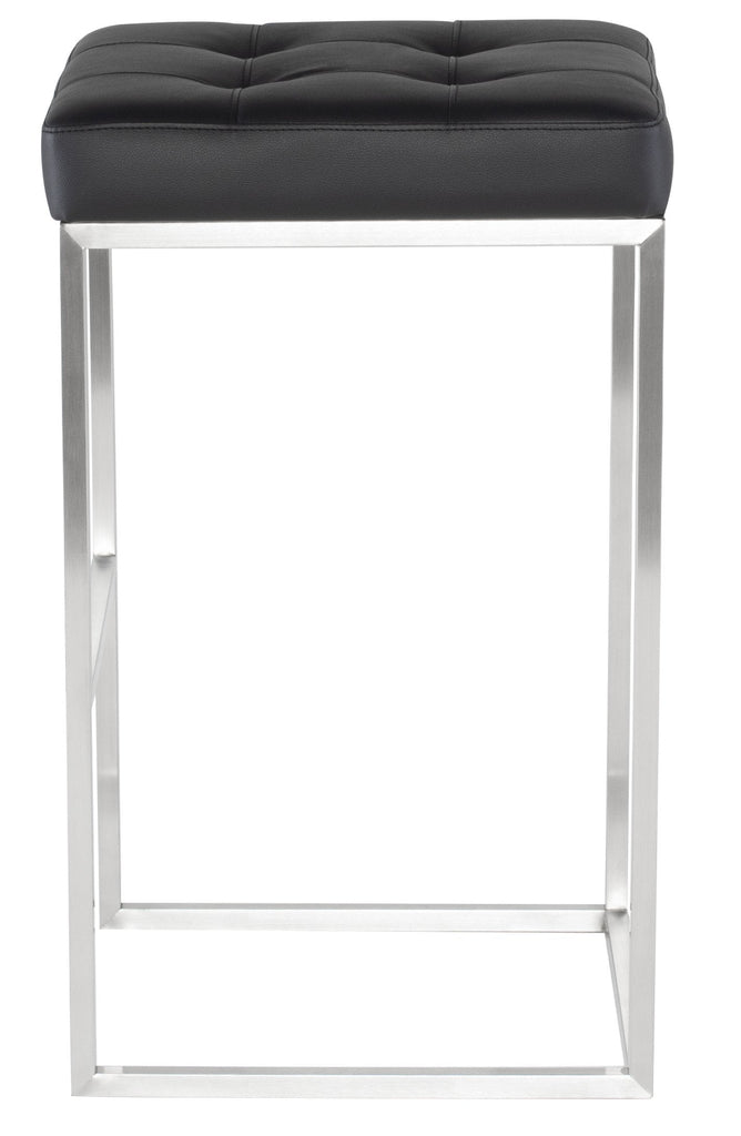 Chi Bar Stool - Black with Brushed Stainless Frame