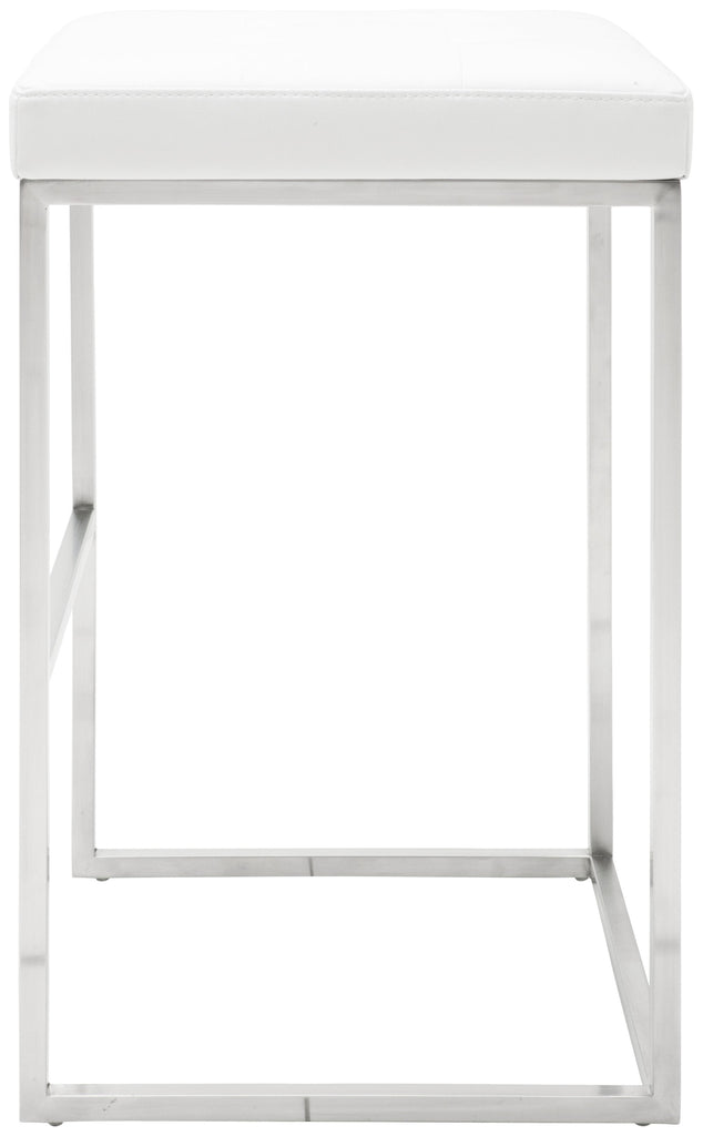 Chi Bar Stool - White with Brushed Stainless Frame