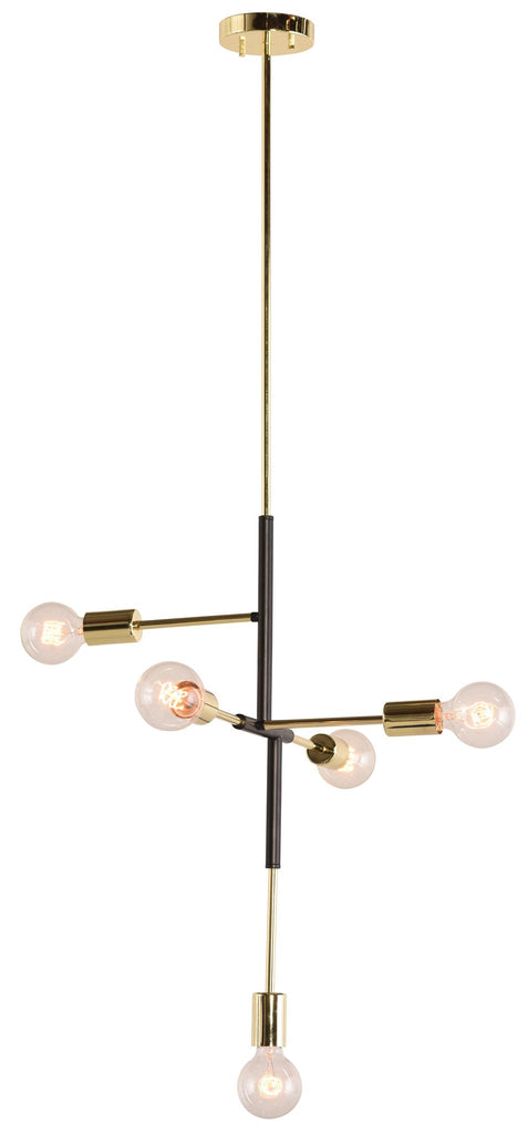 Hendrix Pendant Lighting - Black with Polished Gold Accent