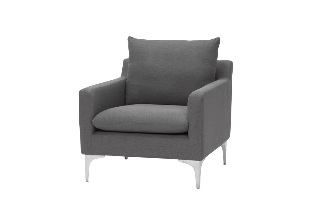 Anders Lounge Chair - Slate Grey with Brushed Stainless Legs