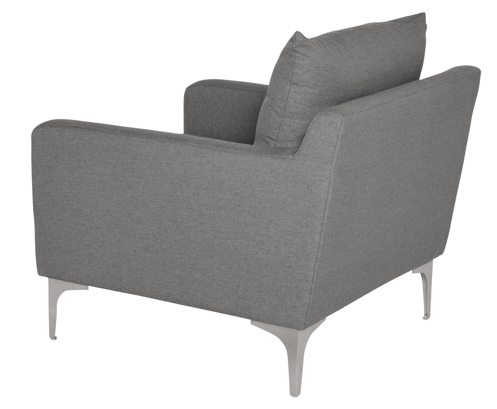 Anders Lounge Chair - Slate Grey with Brushed Stainless Legs