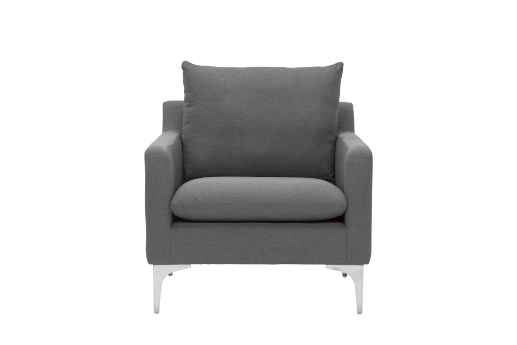 Anders Lounge Chair - Slate Grey with Brushed Stainless Legs