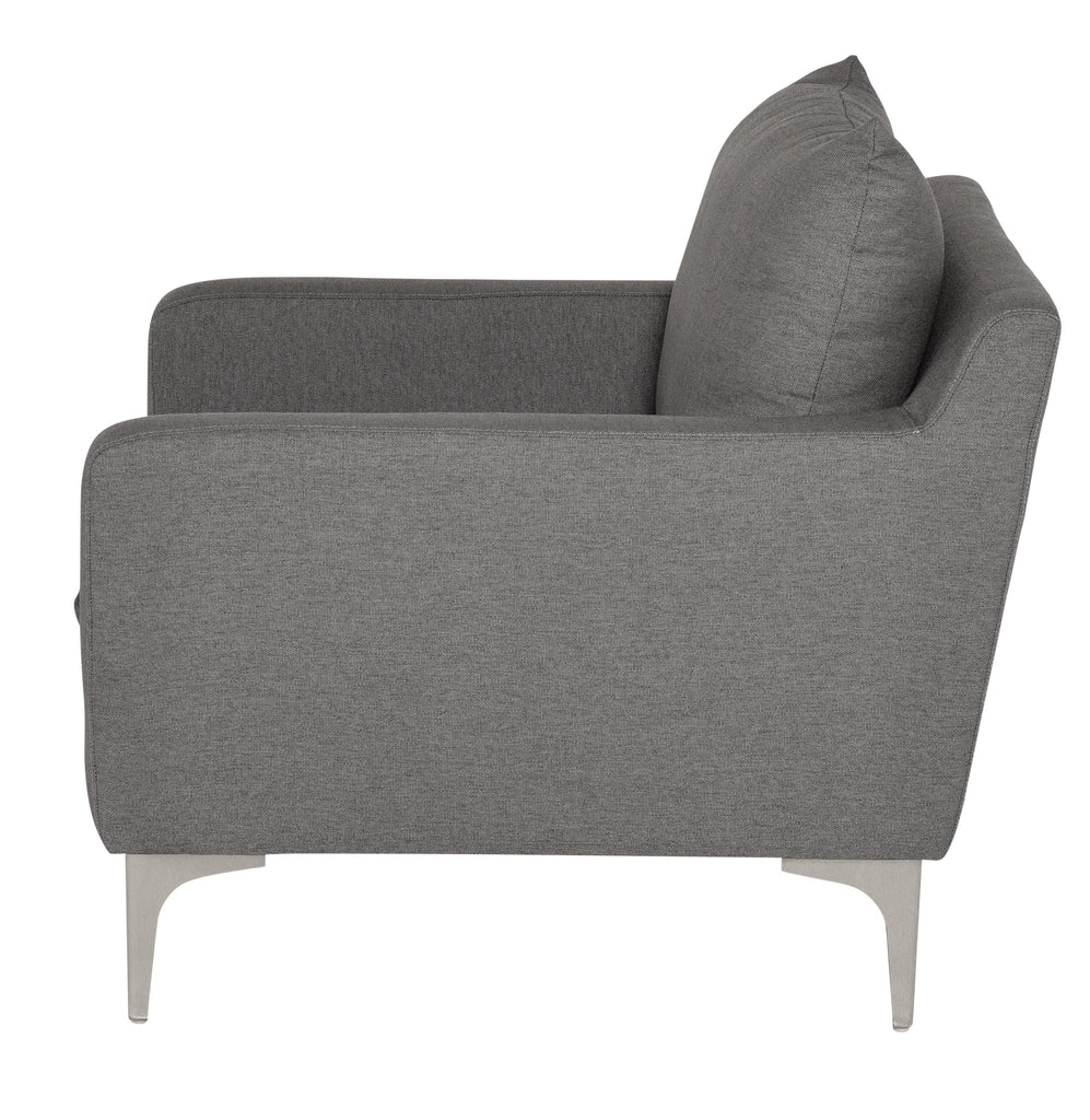 Anders Lounge Chair - Slate Grey with Brushed Stainless Legs