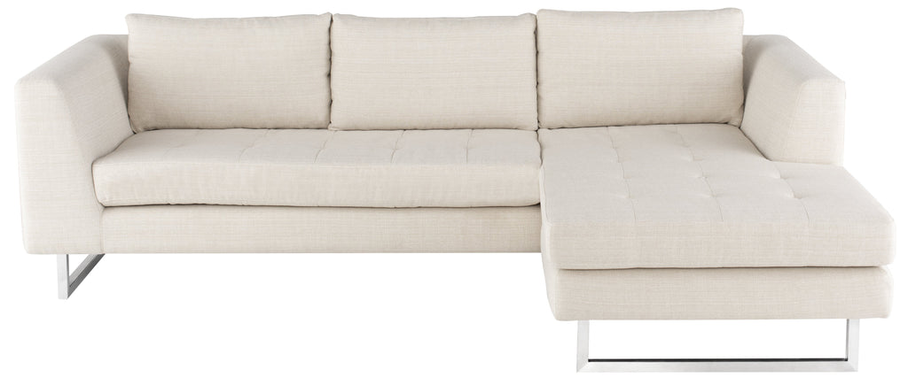 Matthew Sectional Sofa - Sand with Brushed Stainless Legs