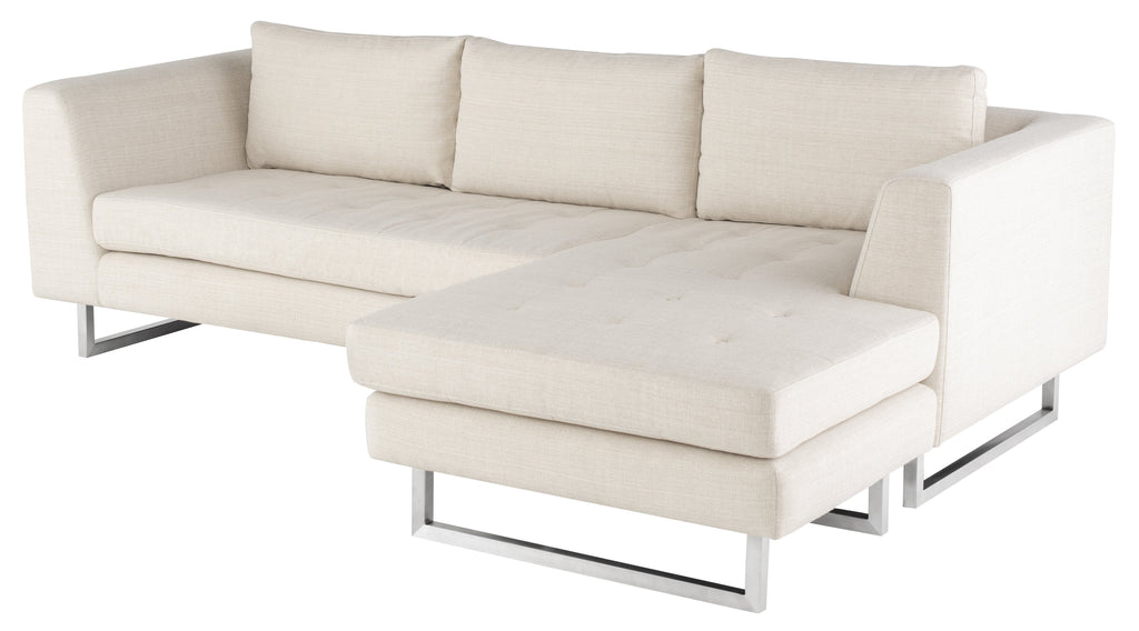 Matthew Sectional Sofa - Sand with Brushed Stainless Legs