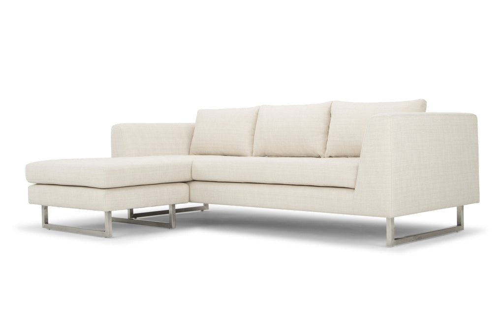 Matthew Sectional Sofa - Sand with Brushed Stainless Legs