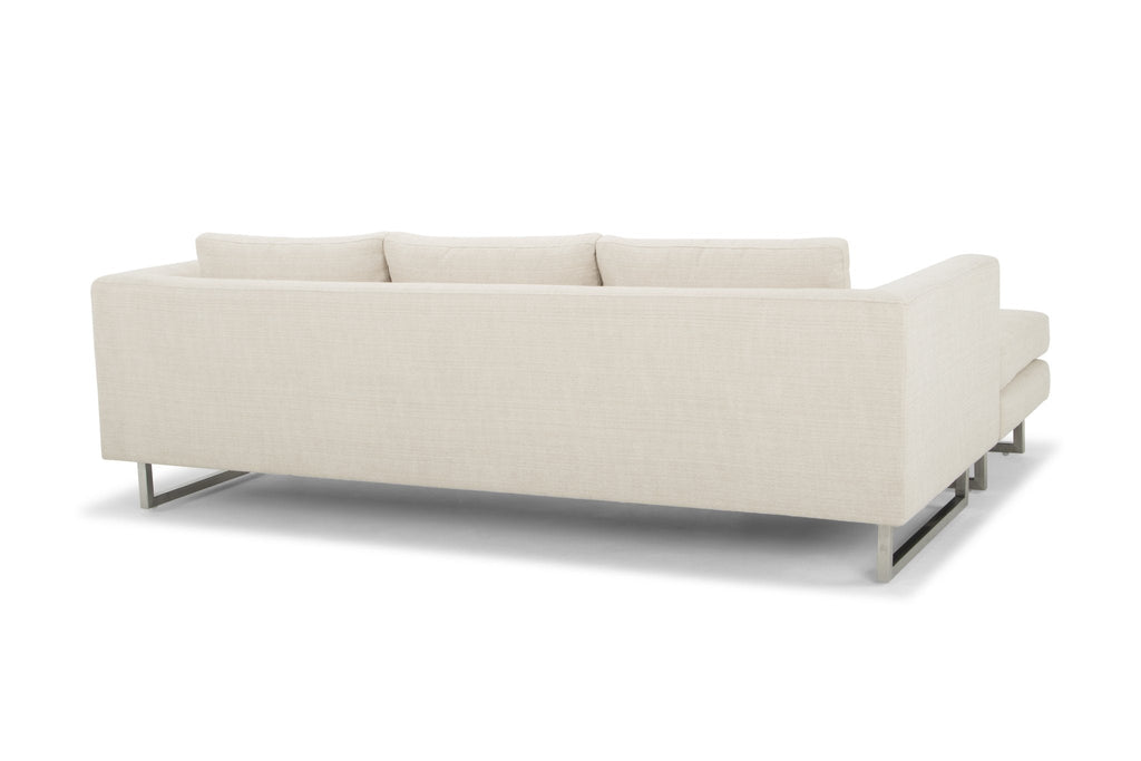 Matthew Sectional Sofa - Sand with Brushed Stainless Legs