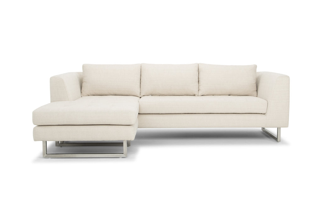 Matthew Sectional Sofa - Sand with Brushed Stainless Legs