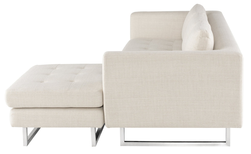 Matthew Sectional Sofa - Sand with Brushed Stainless Legs