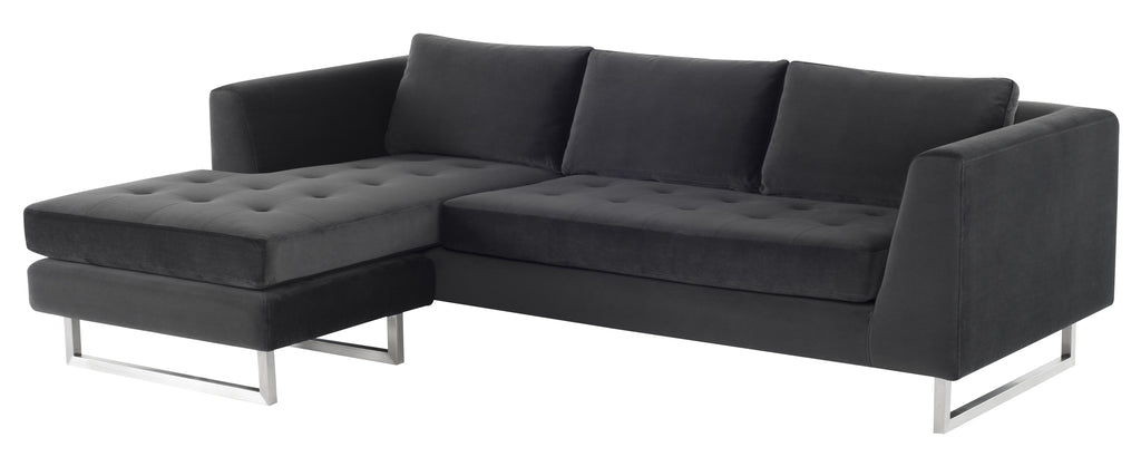 Matthew Sectional Sofa - Shadow Grey with Brushed Stainless Legs