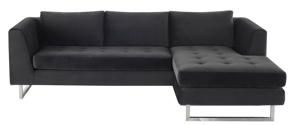 Matthew Sectional Sofa - Shadow Grey with Brushed Stainless Legs