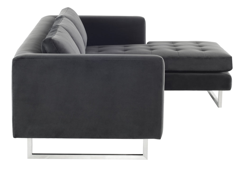 Matthew Sectional Sofa - Shadow Grey with Brushed Stainless Legs