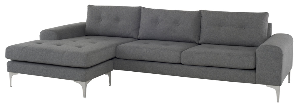 Colyn Sectional Sofa - Shale Grey with Brushed Stainless Legs