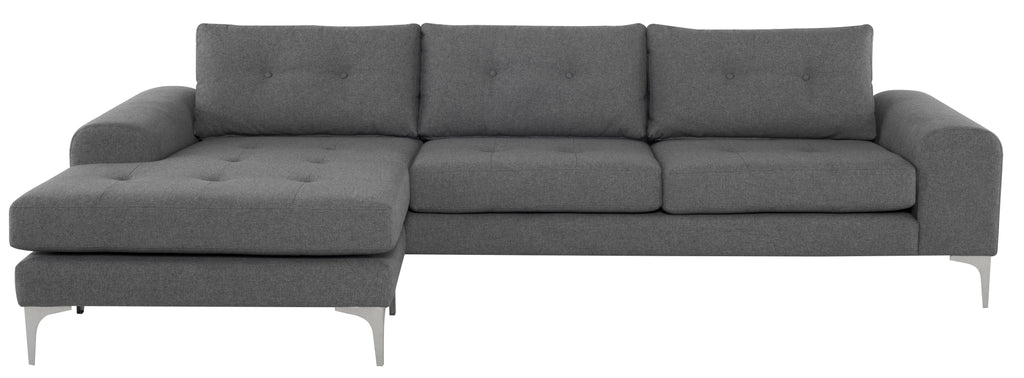 Colyn Sectional Sofa - Shale Grey with Brushed Stainless Legs