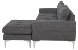 Colyn Sectional Sofa - Dark Grey Tweed with Brushed Stainless Legs