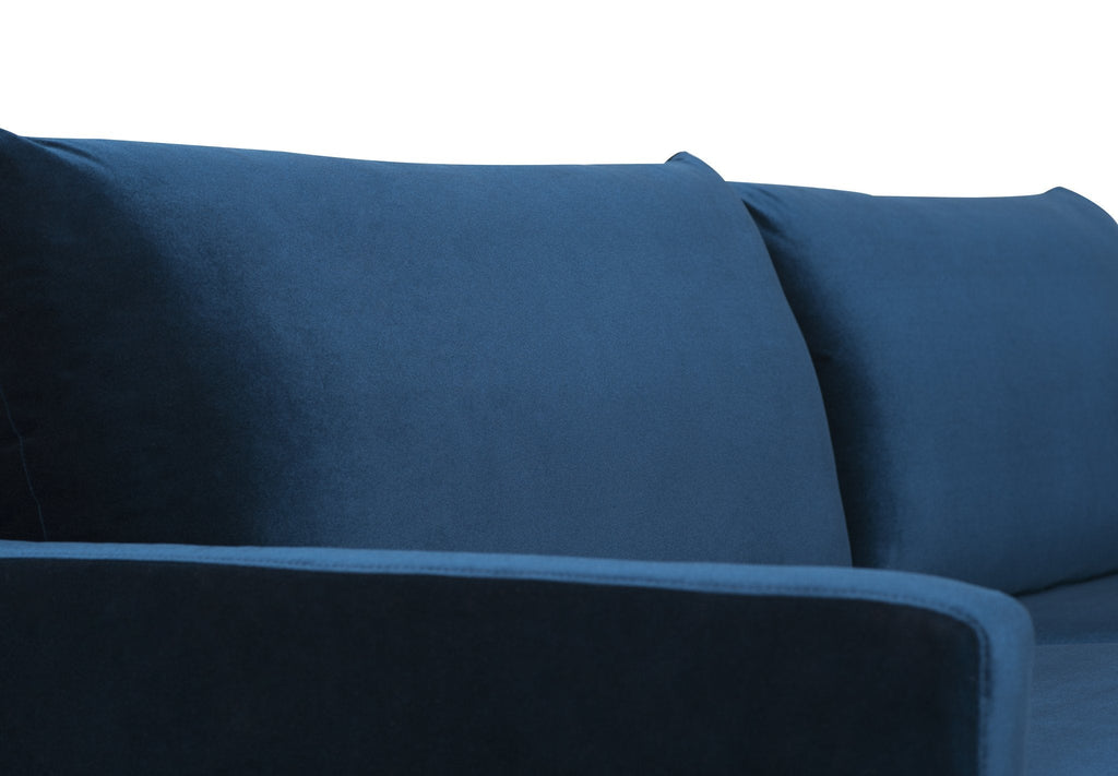 Anders Sectional Sofa - Midnight Blue with Brushed Stainless Legs , 117.8in