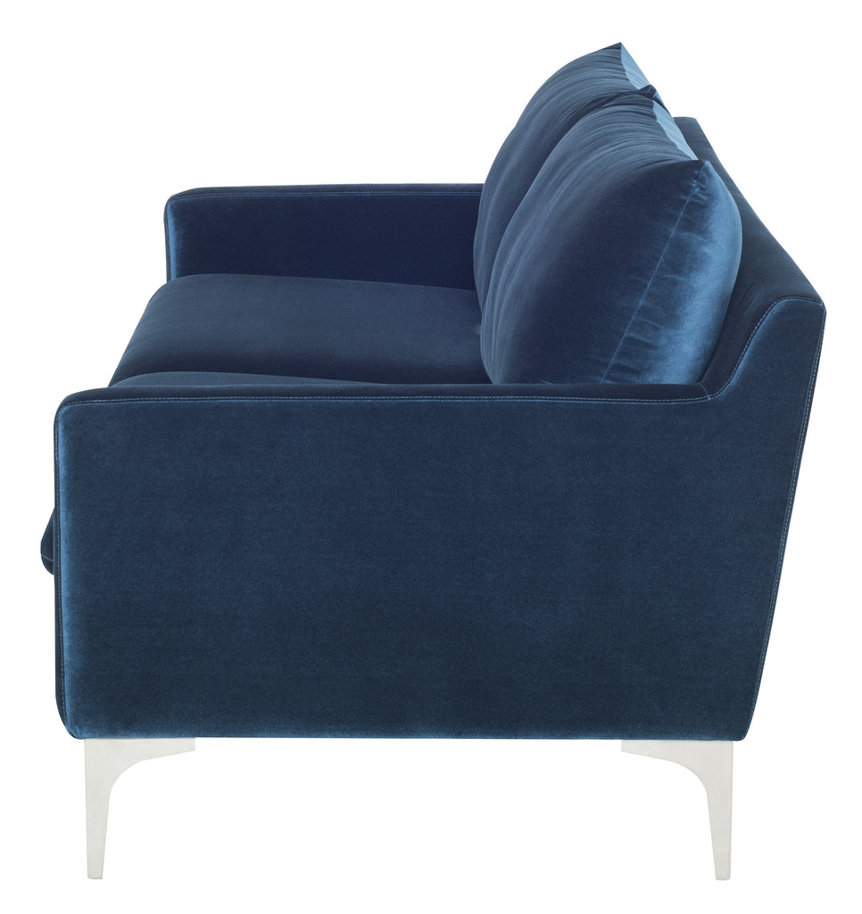 Anders Sofa - Midnight Blue with Brushed Stainless Legs