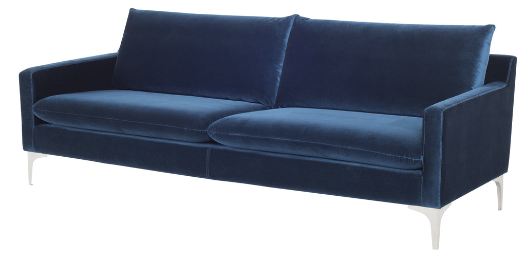 Anders Sofa - Midnight Blue with Brushed Stainless Legs