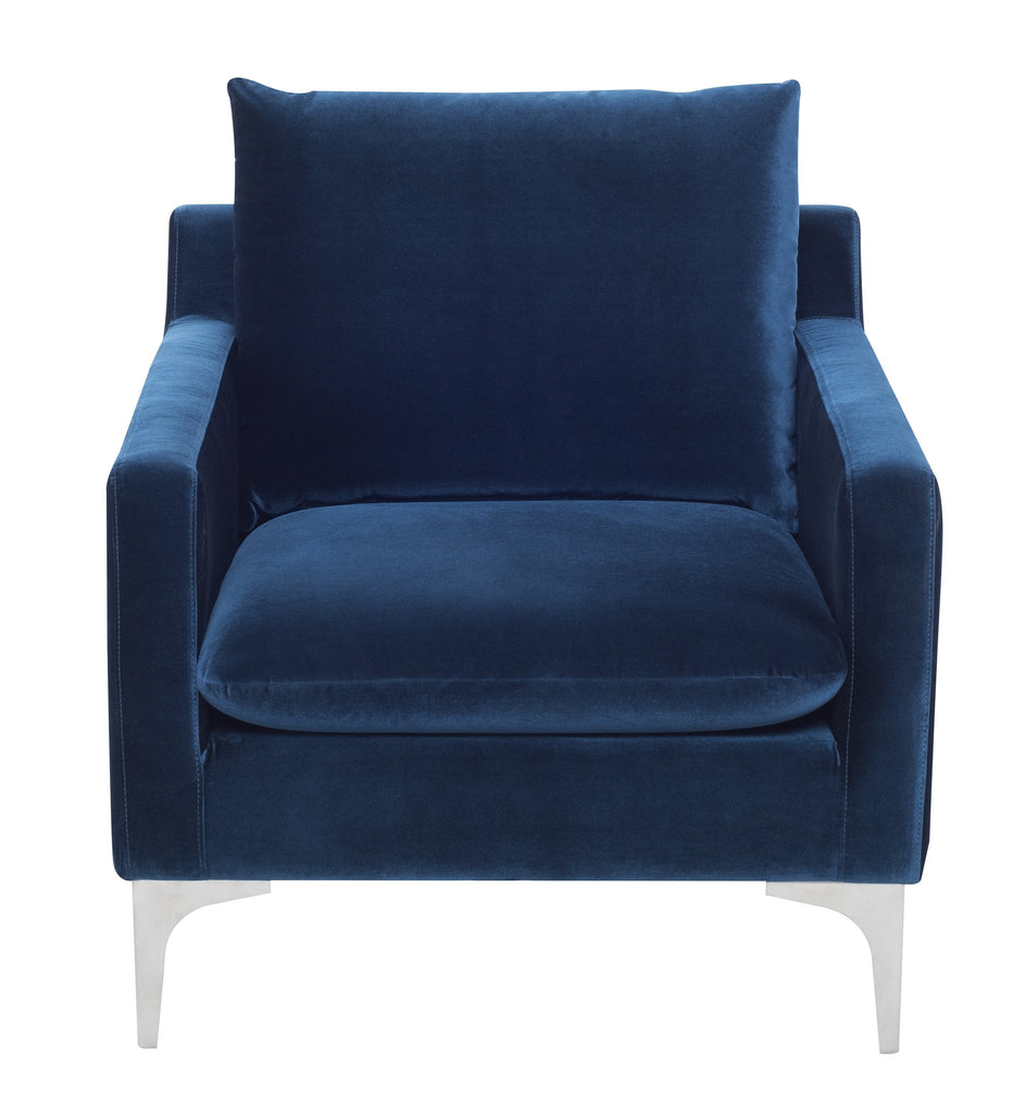 Anders Lounge Chair - Midnight Blue with Brushed Stainless Legs