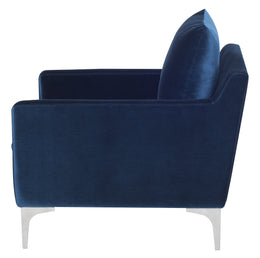 Anders Lounge Chair - Midnight Blue with Brushed Stainless Legs