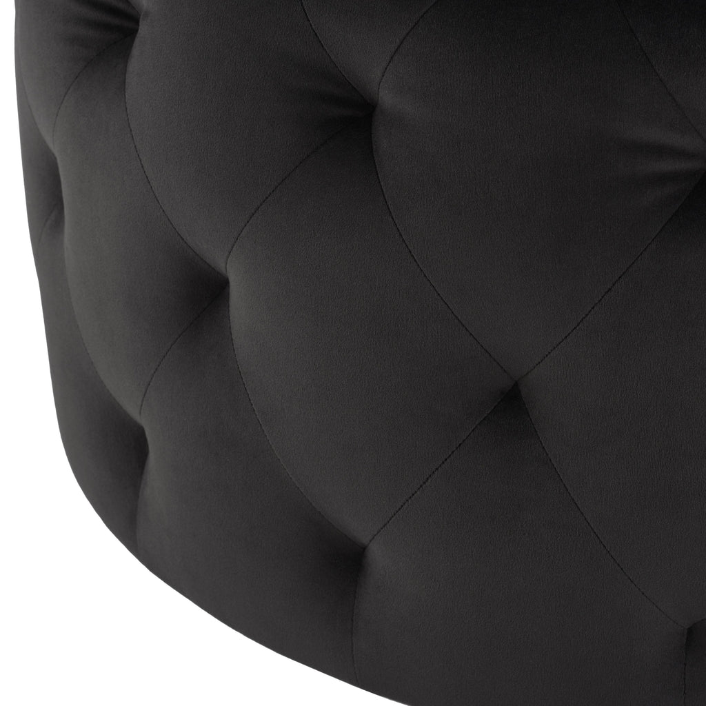 Tufty Round Ottoman - Shadow Grey with Matte Black Legs