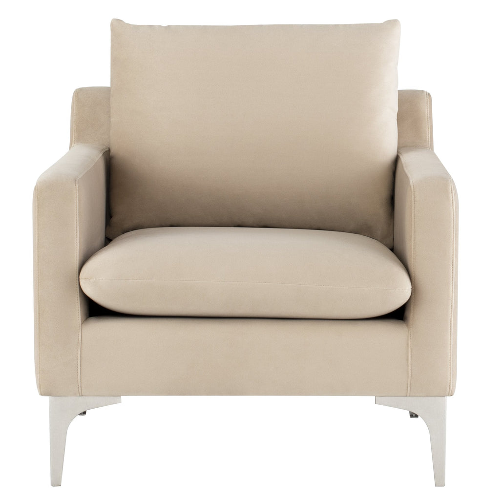 Anders Lounge Chair - Nude with Brushed Stainless Legs