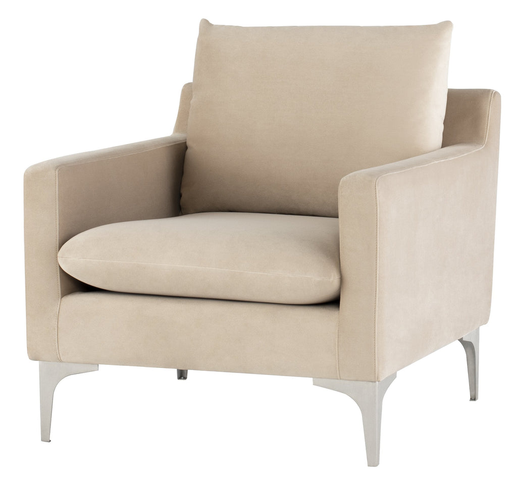 Anders Lounge Chair - Nude with Brushed Stainless Legs