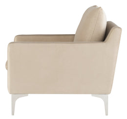 Anders Lounge Chair - Nude with Brushed Stainless Legs