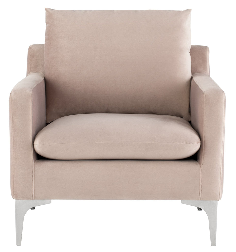 Anders Lounge Chair - Blush with Brushed Stainless Legs