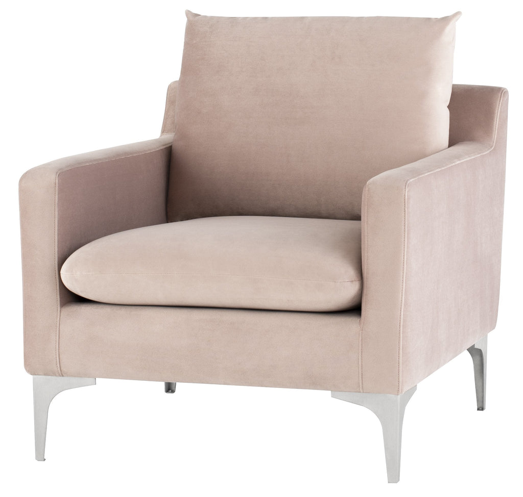 Anders Lounge Chair - Blush with Brushed Stainless Legs