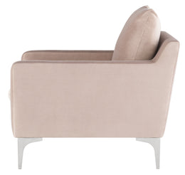 Anders Lounge Chair - Blush with Brushed Stainless Legs