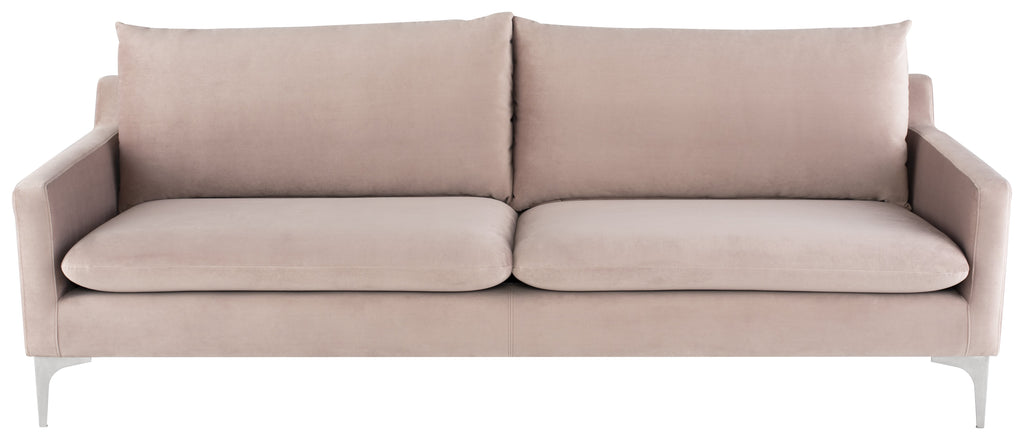 Anders Sofa - Blush with Brushed Stainless Legs