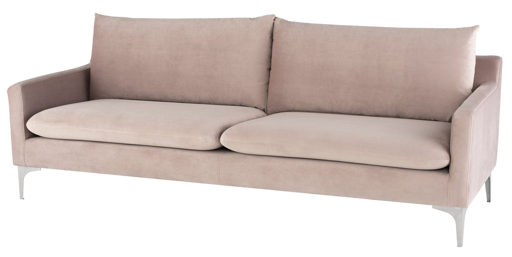 Anders Sofa - Blush with Brushed Stainless Legs