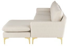 Anders Sectional Sofa - Sand with Brushed Gold Legs, 117.3in