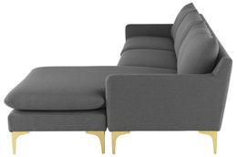 Anders Sectional Sofa - Slate Grey with Brushed Gold Legs, 117.3in