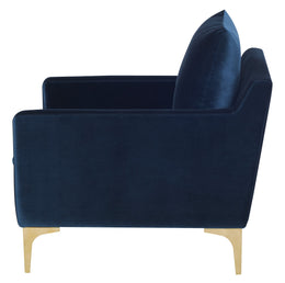 Anders Lounge Chair - Midnight Blue with Brushed Gold Legs