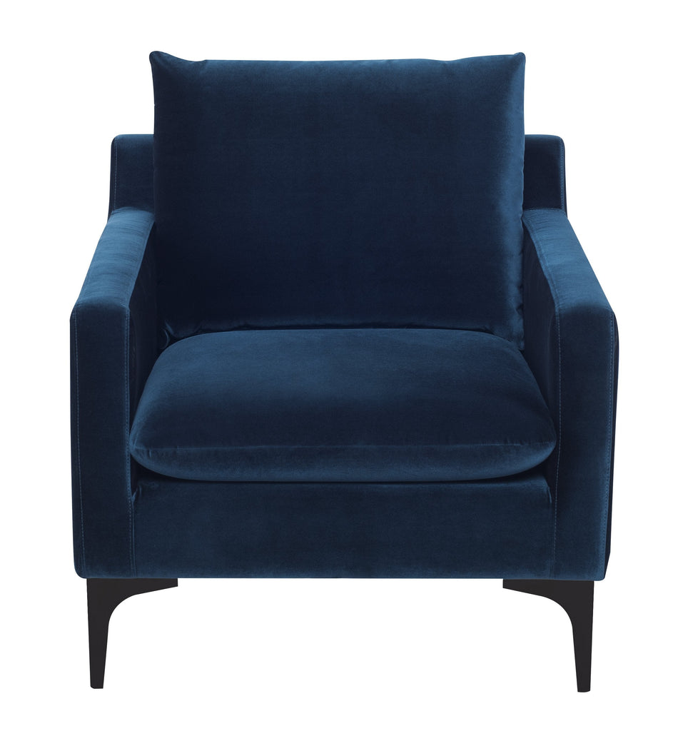 Anders Lounge Chair - Midnight Blue with Matte Black Legs