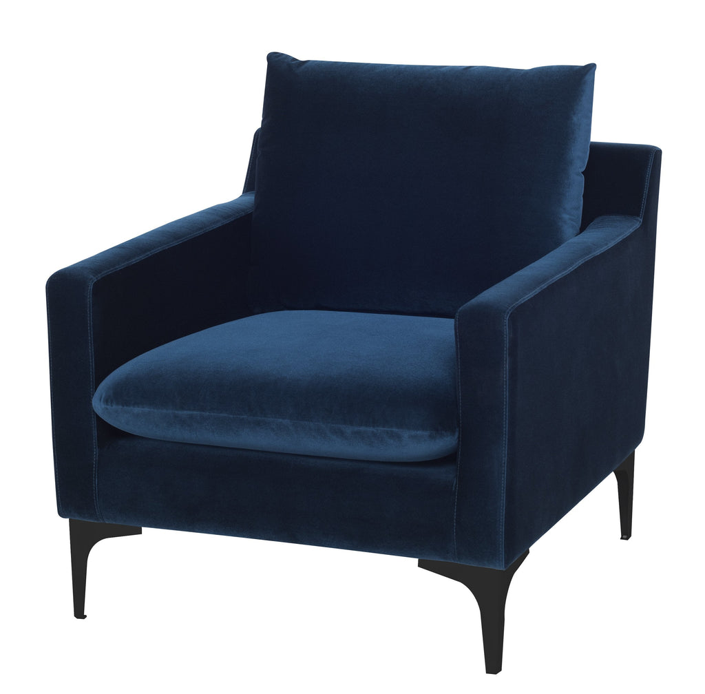 Anders Lounge Chair - Midnight Blue with Matte Black Legs