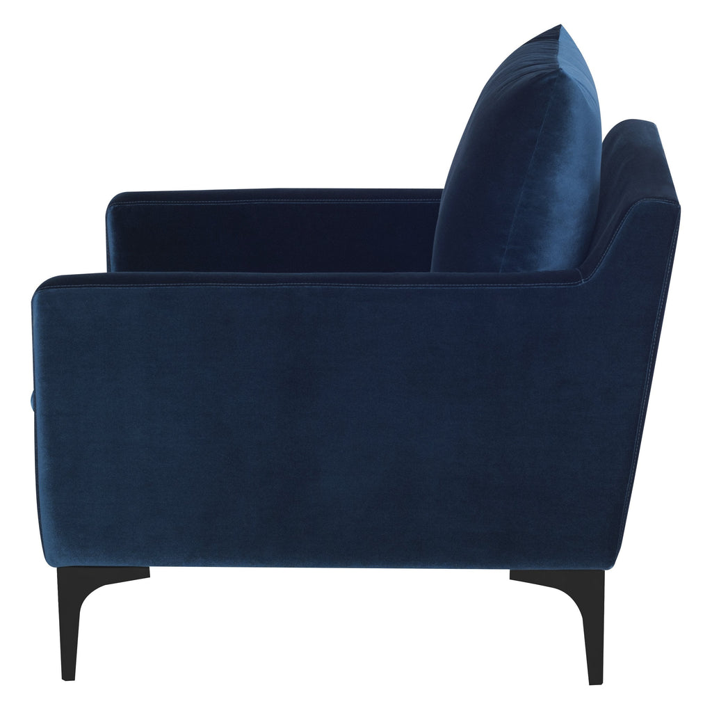 Anders Lounge Chair - Midnight Blue with Matte Black Legs