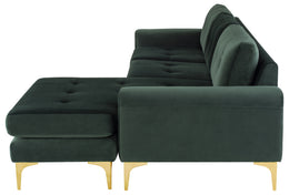 Colyn Sectional Sofa - Emerald Green with Brushed Gold Legs