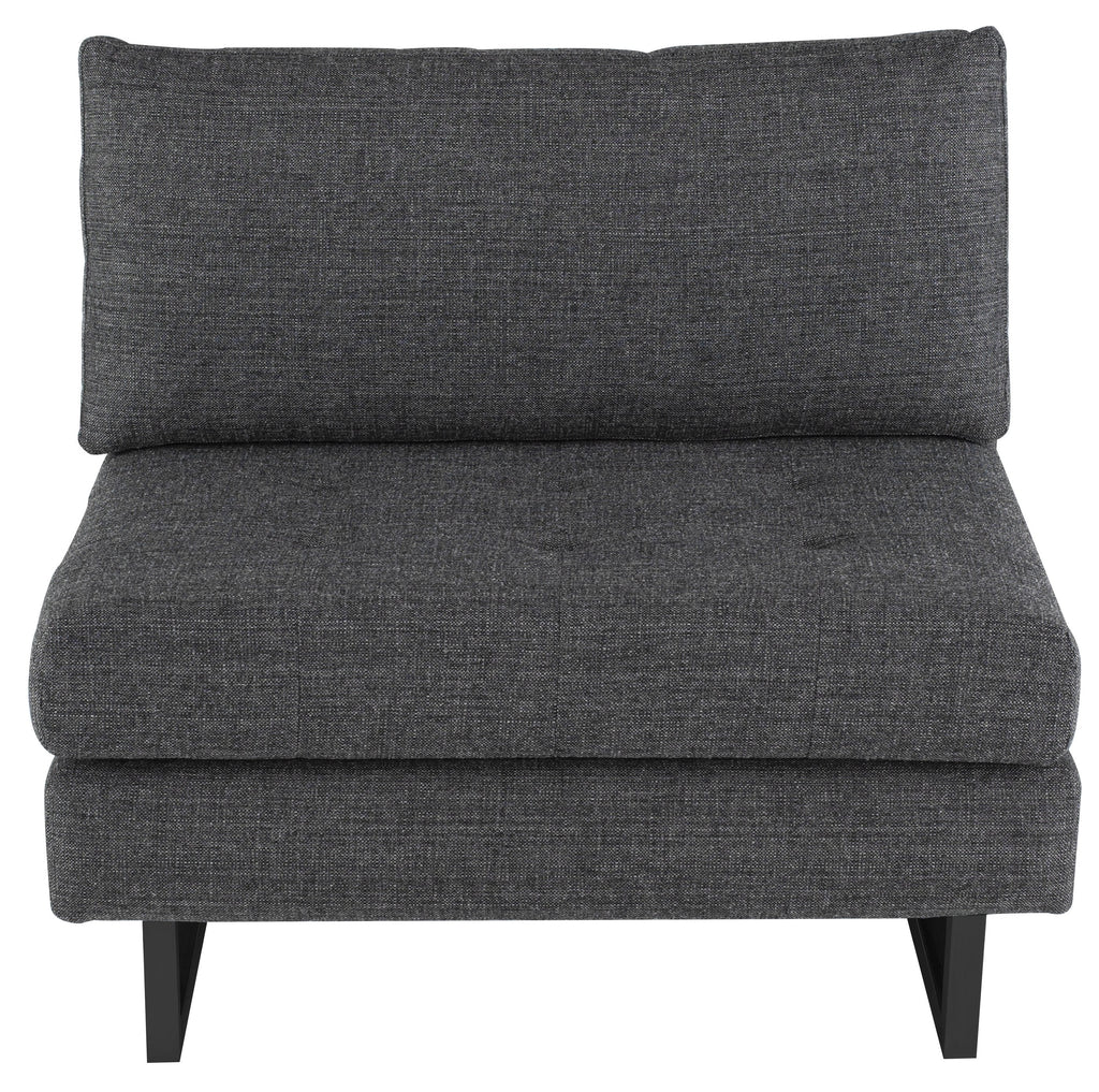 Janis Armless Lounge Chair - Dark Grey Tweed, 34.3in