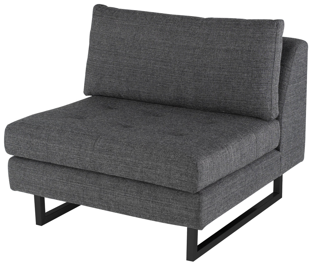 Janis Armless Lounge Chair - Dark Grey Tweed, 34.3in