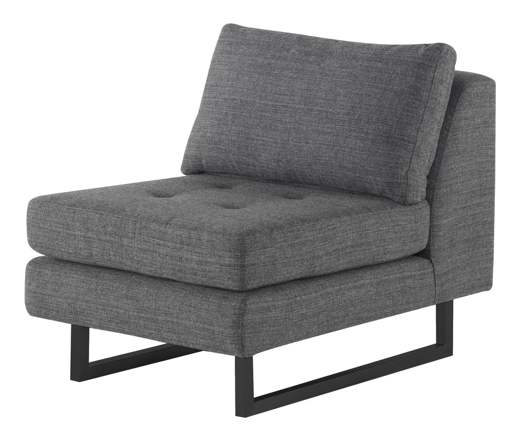 Janis Armless Lounge Chair - Dark Grey Tweed, 25.8in