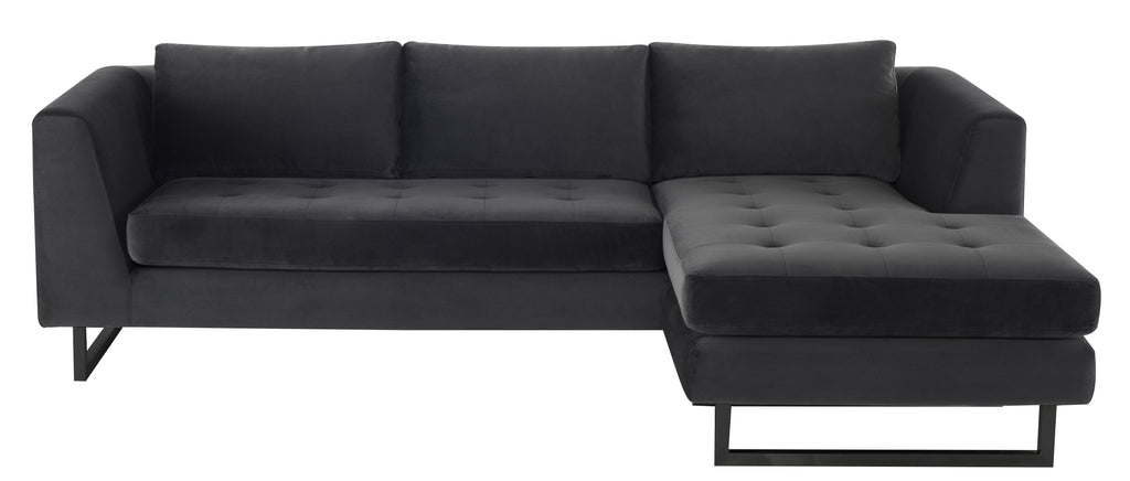 Matthew Sectional Sofa - Shadow Grey with Matte Black Steel Legs