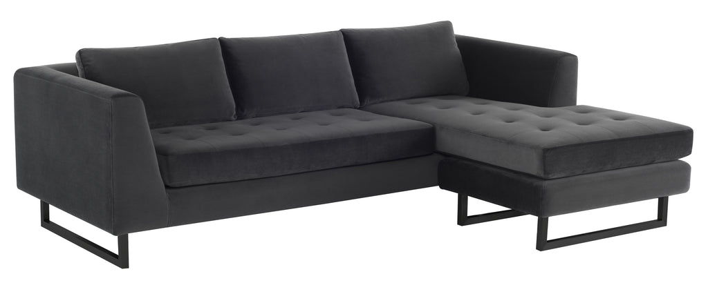 Matthew Sectional Sofa - Shadow Grey with Matte Black Steel Legs