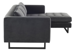 Matthew Sectional Sofa - Shadow Grey with Matte Black Steel Legs