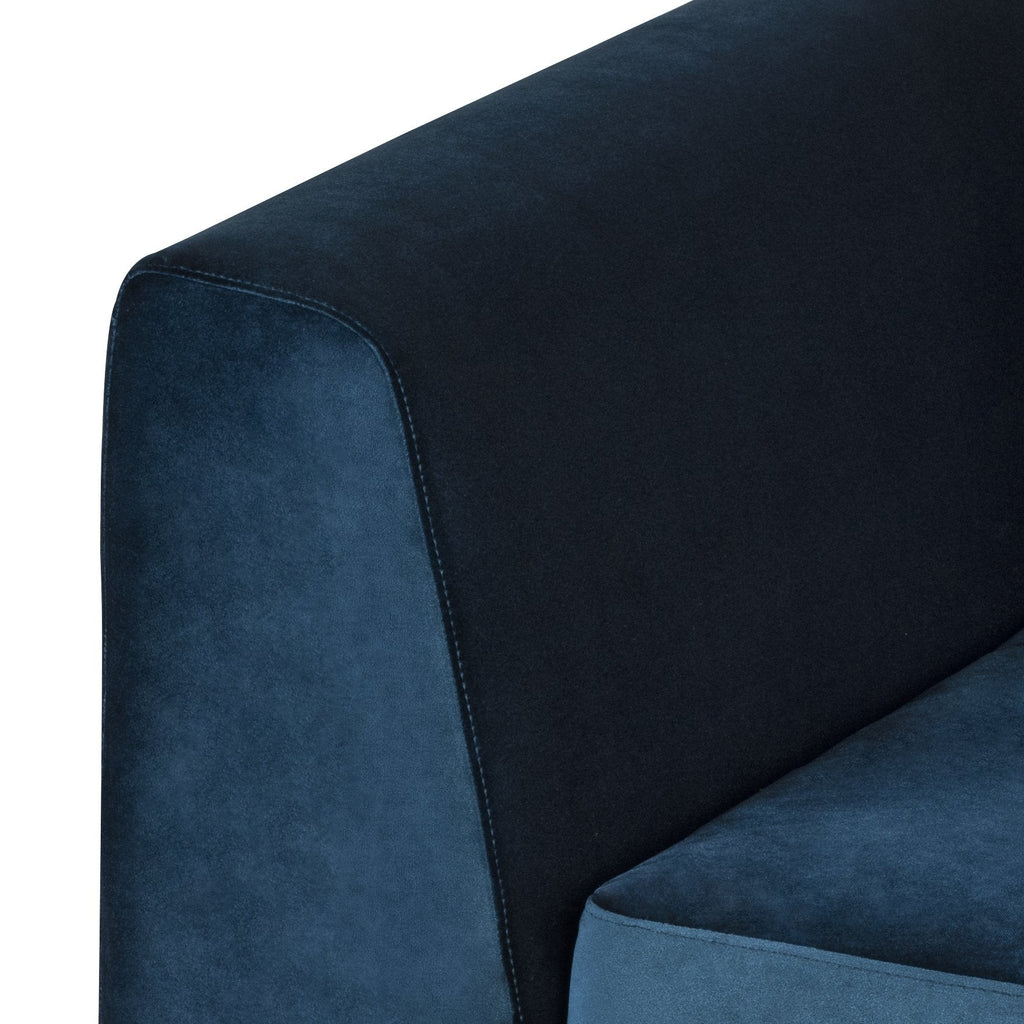 Matthew Sectional Sofa - Midnight Blue with Matte Black Steel Legs