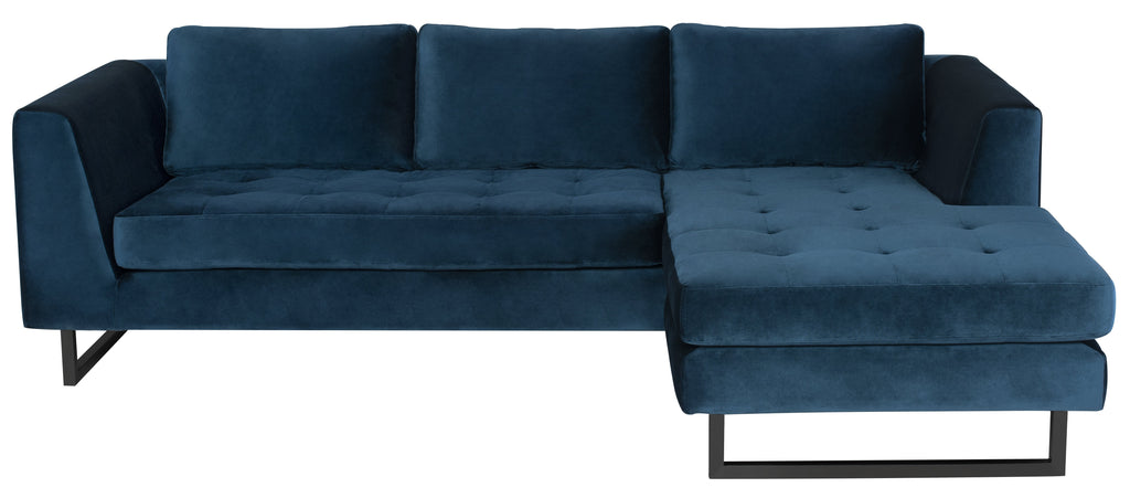 Matthew Sectional Sofa - Midnight Blue with Matte Black Steel Legs