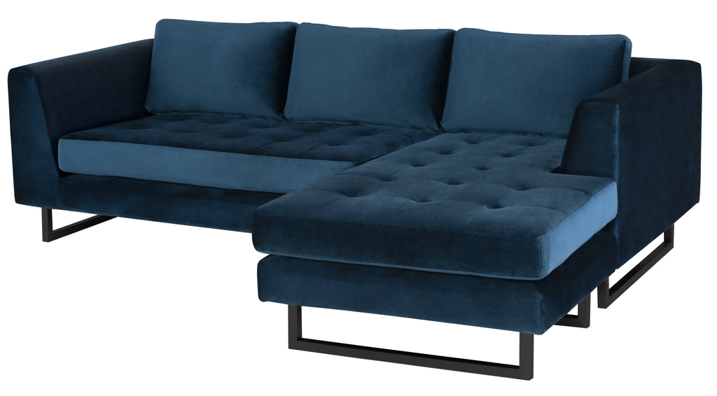 Matthew Sectional Sofa - Midnight Blue with Matte Black Steel Legs