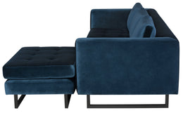 Matthew Sectional Sofa - Midnight Blue with Matte Black Steel Legs